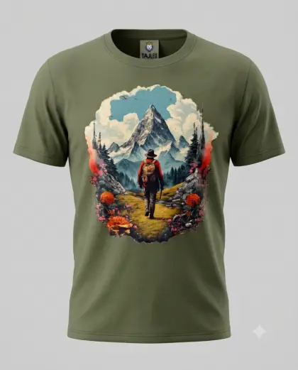 Mountain Explorer-Olive-Green-Unisex Round Neck Tee